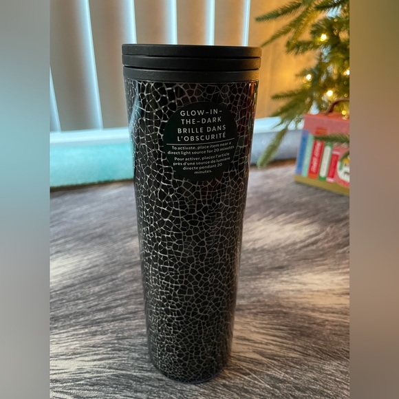NWT - Starbucks 16oz Glow in The Dark Halloween Black Crackled Design Tumbler - Picture 2 of 6